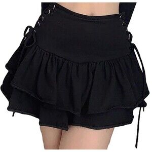 Goth Style skirt black ruffles size medium